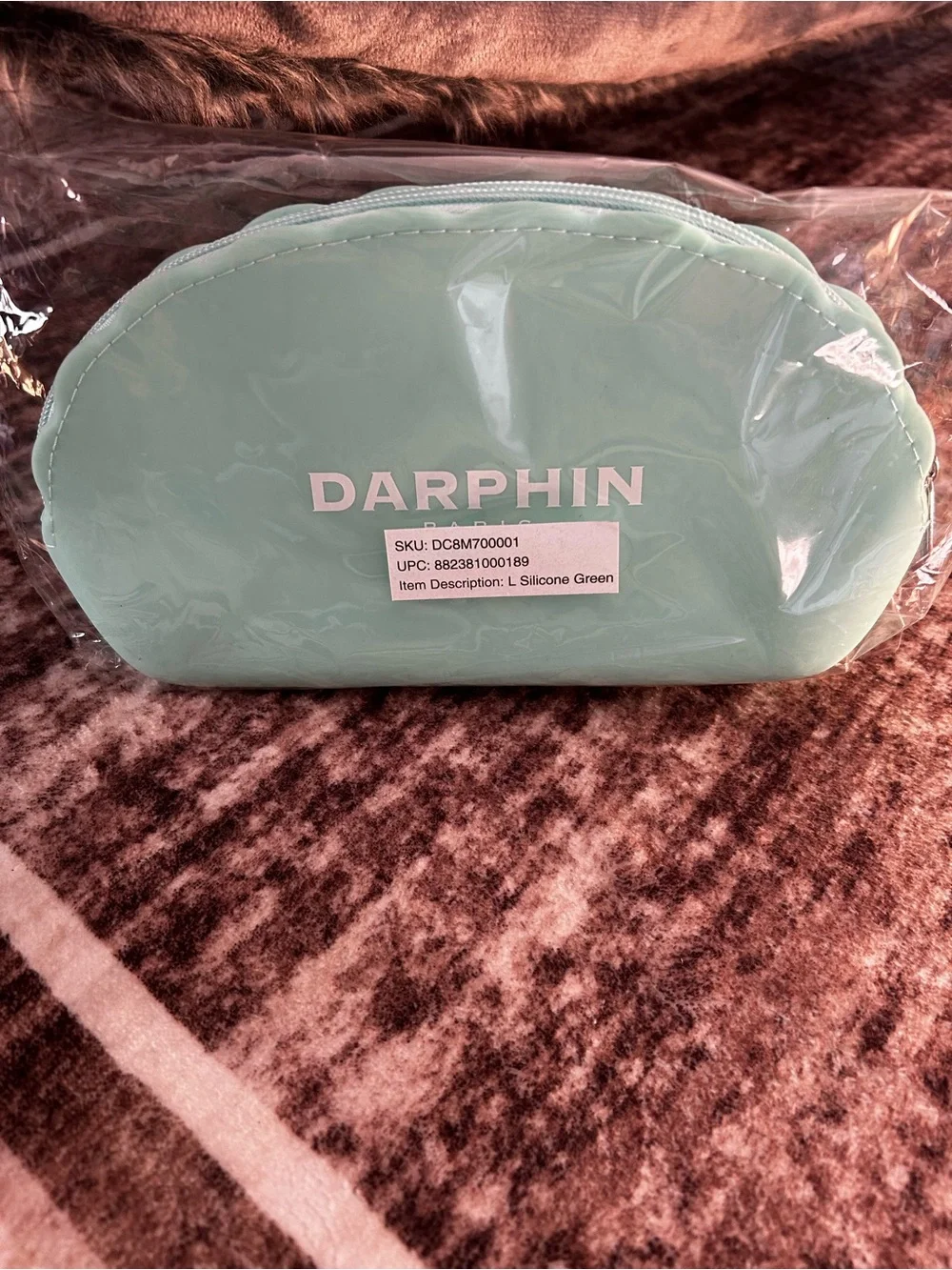 Darphin Paris Zip Around Makeup Travel Cosmetic Pouch Large Green Silicone New